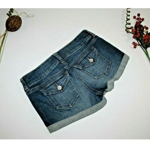 Refuge Jeans Blue Denim Short Cuffed Frayed S 4